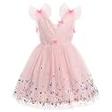 IMEKIS Toddler Kids Girls Butterfly Dress Sparkle Sequins Tulle Wedding Formal Birthday Dresses 2-10T