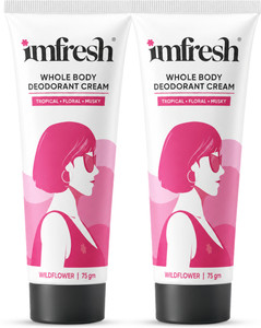 imfresh wildflower long-lasting odour control skin hydration deodorant cream - for women 150 g pack of 2