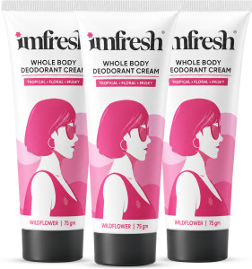 imfresh wildflower long-lasting odour control skin hydration deodorant cream - for women 225 g pack of 3