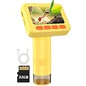 IMICHI Microscope for Kids 50X-1000X 2 inch IPS HD Screen, 32GB Storage Card, 1080P Video, 2-Hour Battery Life, Easy Carry, Slides Included - Perfect Science Kit Gift for Kids Ages 8-12 Yellow
