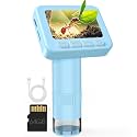 IMICHI Microscope for Kids 50X-1000X - 2 inch IPS HD Screen, 32GB Storage Card, 1080P Video, 2-Hour Battery Life, Easy Carry, Slides Included - Perfect Science Kit Gift for Kids Ages 8-12 Blue