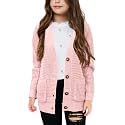 Imily Bela Girls Cardigan Sweater Kids Open Front Button Down Knit Sweaters