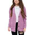 Imily Bela Girls Cardigan Sweater Kids Open Front Button Down Knit Sweaters