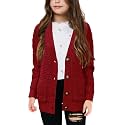 Imily Bela Girls Cardigan Sweater Kids Open Front Button Down Knit Sweaters