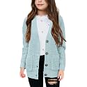 Imily Bela Girls Cardigan Sweater Kids Open Front Button Down Knit Sweaters