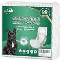 IMMCUTE Male Dog Wraps 50 Ct, Medium Size, Male Dog Diapers Disposable, Super Absorbent Leak-Proof Doggy Diapers,Belly Bands for Dogs with Wetness Indicator, Ideal for Indoor, Outdoor