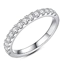 IMOLOVE Moissanite Wedding Band Wedding Rings for Women 925 Sterling Silver Rings with 18K White Gold Plated Eternity Stackable Engagement Ring Anniversary Band Size 3-12