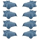 Imperial Rooms California King Quilt Bedspread Washed Blue Leaf 8-Pack