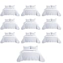 Imperial Rooms Queen Quilt White Leaf 10 Pack for Hotel Guest Bedroom