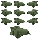 Imperial Rooms Twin Quilt Olive Green Leaf 10 Pack for Hotel Guest Room