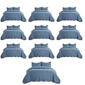 Imperial Rooms Twin Quilt Washed Blue Leaf 10 Pack for Hotel Guest Room