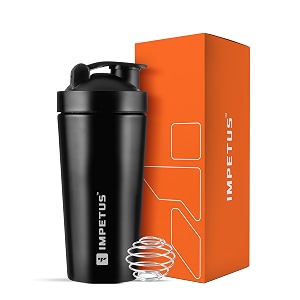 impetus stainless steel protein shaker for gym 750ml sipper bottle workout accessories for men