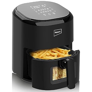 impex smartfry ds65 digital air fryer for home 65l 1600w smart touch panel 12 preset menus cyclonic airflow glass window ss heating coil cool touch handle auto cut off 2 yr warranty black