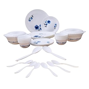 imphi dinner set  unbreakable collection - light-weight daily use crockery set for dining dishwasher safe - pack of 36 blue