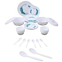 IMPHI Polypropylene Dinner Set - Unbreakable Collection - Light-Weight, Daily Use Crockery Set for Dining, Dishwasher Safe - Pack of 36 (Blue Rose)
