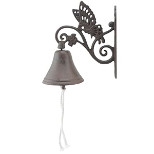import wholesales cast iron dinner bell butterfly floral vine distressed brown doorbell butterflies