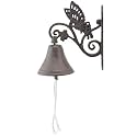 Import Wholesales Cast Iron Dinner Bell Butterfly Floral Vine Distressed Brown Doorbell Butterflies