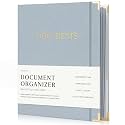 Important Document Organizer Set with Folders - Complete Linen Ring Binder