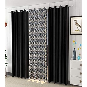 curtains polyester tree printed set of 3 pcs maroon1tree2plain size for window 4 feet x 6 feet