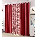 Impression Hut Curtains Polyester Tree Printed Set of 3 Pcs Maroon(1Tree+2Plain) Size for Door 4 Feet x 8 Feet