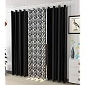 Curtains Polyester Tree Printed Set of 3 Pcs Brown(2Tree+1Plain) Size for Door 4 Feet x 7 Feet