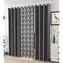 Impression Hut Polyester, Polyester Blend Printed Curtain, Window - 6 ft, Grey, Pack of 3