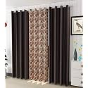 Impression Hut Polyester Tree Printed Curtains for Window Set of 3 Pcs (Brown, 1 Tree+2 Plain, 4 Feet x 6 Feet)