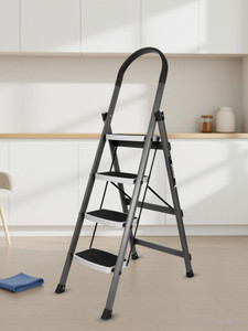 impulse by plantex high-grade heavy steel folding 4-step ladder for home - 4 wide anti-skid steps steel ladder with platform