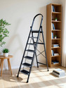 Impulse by Plantex Ladder for Home-Foldable Steel 7 Step Ladder-Wide Anti Skid Steps (Gray & White) Steel Ladder