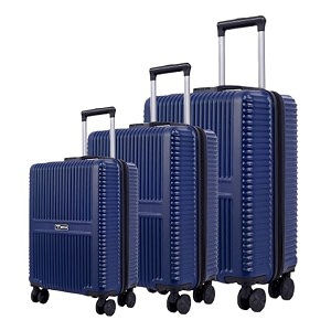 impulse urban polycarbonate pc set of 3 cabin  medium  large trolley bag for travel small cabin check in luggage bag travel hard case with 8 wheels 360 degree wheeling system blue