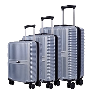 impulse urban polycarbonate pc set of 3 cabin  medium  large trolley bag for travel small cabin check in luggage bag travel hard case with 8 wheels 360 degree wheeling system silver