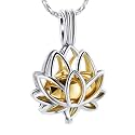 Imrsanl Cremation Jewelry for Ashes - Lotus Flower Ashes Pendant Necklace with Mini Keepsake Urn Memorial Ash Jewelry