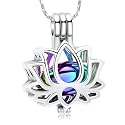 Imrsanl Cremation Jewelry for Ashes - Lotus Flower Ashes Pendant Necklace with Mini Keepsake Urn Memorial Ash Jewelry
