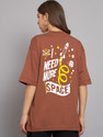 IMSA MODA Printed Women Round Neck Brown T-Shirt