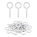 IMSCREWS 20Pcs #10 x 1-3/4" Screw Eyes, 304 Stainless Steel White Eye Hooks for Wood, Rust Resistant Eyelet Screws for Outdoor String Lights and Indoor Plant Hanging (45mm Length)