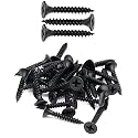 IMSCREWS Black Wood Screws, 200pcs #6 x 1 Flat Head Phillips Drywall Screws with Fine Thread, Self-Tapping Screws for Metal, Sheet Rock, Timber, Outdoor Indoor Use