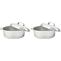 IMUSA 11 Inch Cajun Cast Aluminum Oval Roaster with Lid for Vegetables, 11 Inch (Pack of 2)