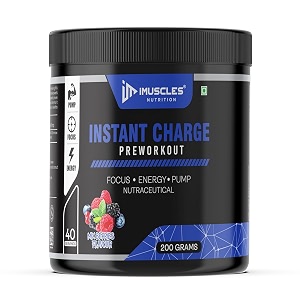instant energy pre workout 200gm 40 servings mix berries supplement powder with creatine monohydrate arginine beta-alanine electrify muscle pump for men women