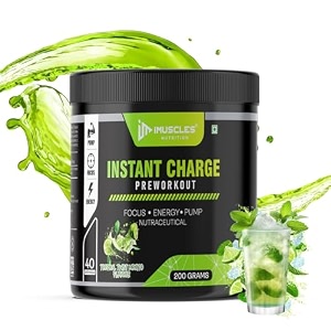 instant charge preworkout supplement powder with focus energy amp pump  topical twisto mojito flavour 40 servings 200g  nutraceutical formula for performance