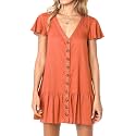Imysty Womens Summer Polka Dot V Neck Button Down Loose Mini Dress