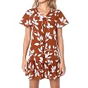 Imysty Womens Summer Polka Dot V Neck Button Down Loose Mini Dress