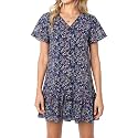 Imysty Womens Summer Polka Dot V Neck Button Down Loose Mini Dress