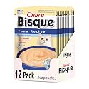 INABA Churu Bisque for Cats, Creamy Lickable Purée Side Dish with Vitamin E, 1.4 Ounces per Pouch, 12 Pouches, Tuna Recipe
