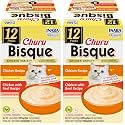 INABA Churu Bisque for Cats, Creamy Lickable Purée Side Dish with Vitamin E, 1.4 Ounces per Pouch, Chicken Variety (Pack of 24)