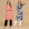 INAIA Ikat Crepe Straight Kurta for Women (Multicolor)