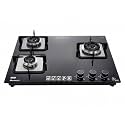 INASLA Premium 3 Burner ≈70cm Gas Stove|5Yr Warranty on Glass &amp; 2Yr on Burner|8MM Toughened Glass|Auto Ignition|Jumbo Brass Burner|LPG Ready &amp;PNG Compatible|360° Gas Nozzle|Milano Arte3B