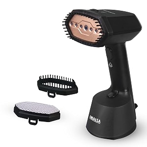 inalsa garment steamersteam iron press - vertical amp horizontal steaming up to 22gmin1400w300ml water tankceramic coated steam headheats up in 20sdetachable lint amp steam brushsteamax 1400