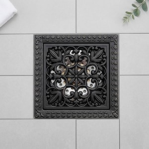 inart antique brass floor drain jali with anti-foul cockroach trap for bathroom amp kitchen  easy clean durable fits 434 pipes bronze finish black 2 - 5 year warranty