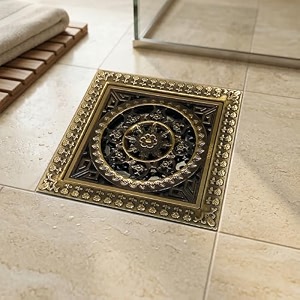 inart antique brass floor drain jali with anti-foul cockroach trap for bathroom amp kitchen  easy clean durable fits 434 pipes bronze finish antique 8 - 5 year warranty