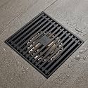 InArt Antique Brass Floor Drain Jali with Anti-Foul Cockroach Trap for Bathroom &amp; Kitchen | Easy Clean, Durable, Fits 4" Pipes, Bronze Finish (Black 4) - 5 Year Warranty